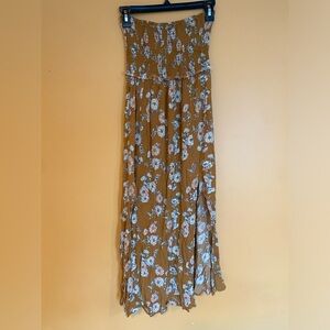Floral Mustard Strapless Summer Dress Sm